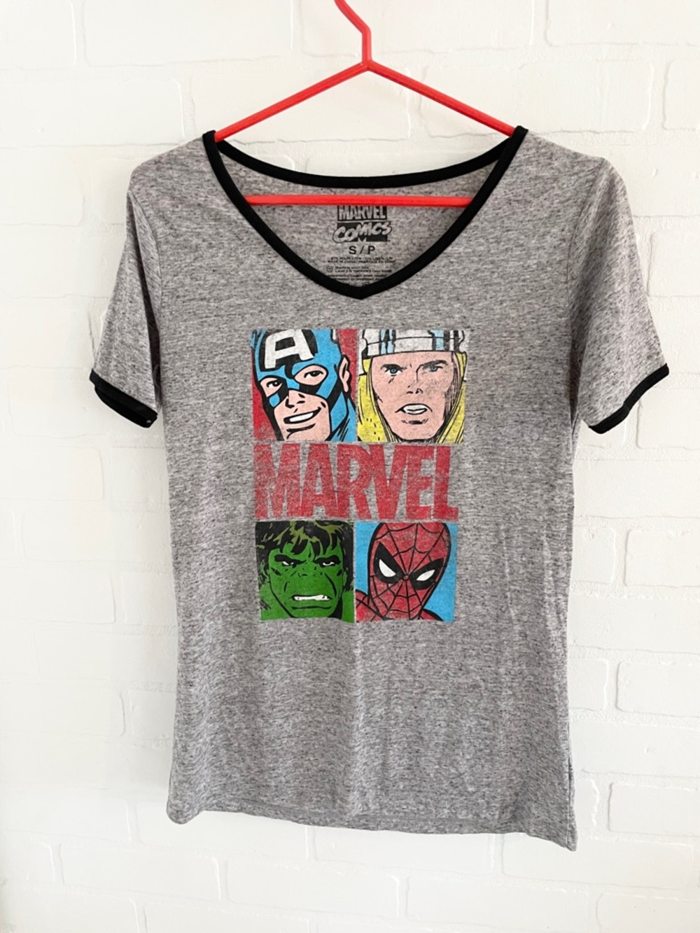 Y2K Marvel Comics Linen Blend Graphic Ringer Tee Collector Long line Sz S